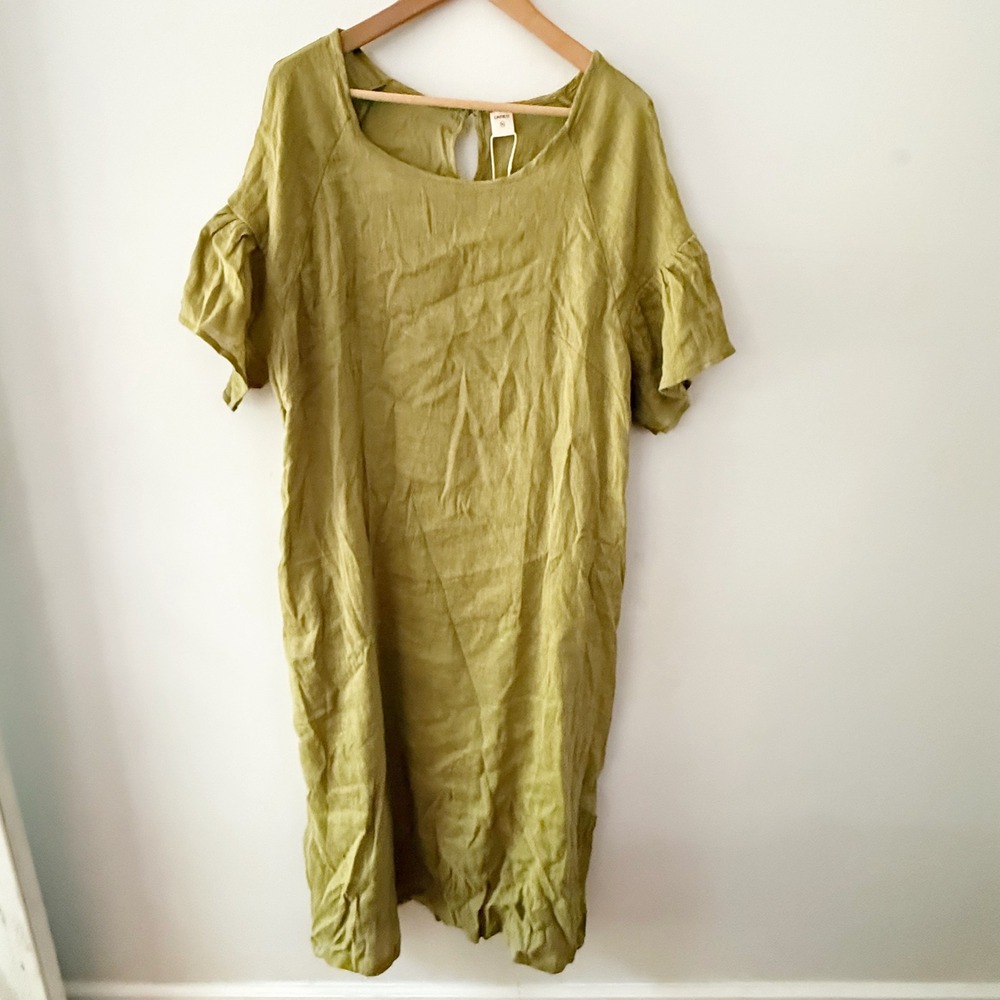 NWT LINTICO Linen Cotton Dress  Women XXL Shift Lagenlook Sustainable Crunchy
